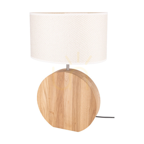Verifica Lampa de masă Logan, stejar uleiat/nichel mat, abajur crem și argintiu, 1xE27, 36 cm