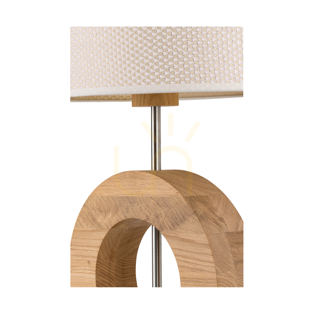 Vedere Lampa de masă Logan, stejar uleiat/nichel mat, abajur crem și argintiu, 1xE27, 36 cm Lampa de masă Logan, stejar uleiat/nichel mat, abajur crem și argintiu, 1xE27, 36 cm