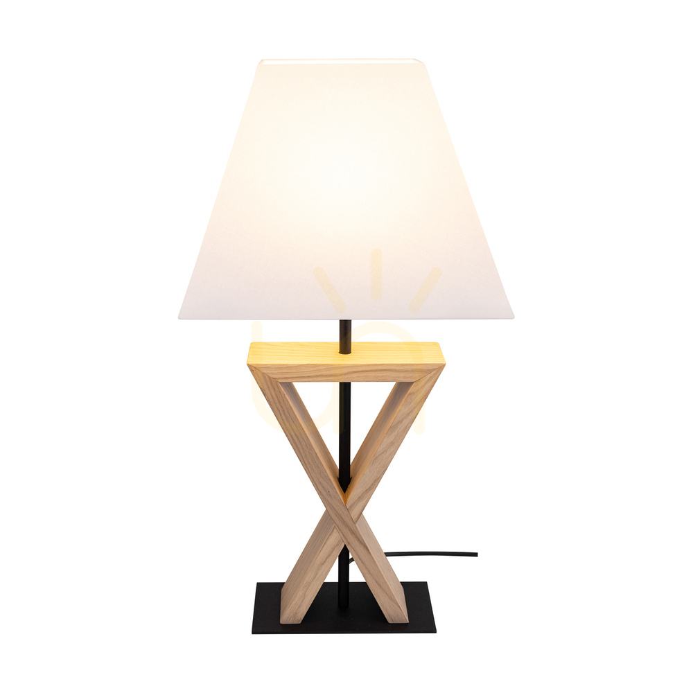 previzualizare Lampa de masă Logan, stejar uleiat/negru, abajur alb, 1xE27, 30 cm Lampa de masă Logan, stejar uleiat/negru, abajur alb, 1xE27, 30 cm
