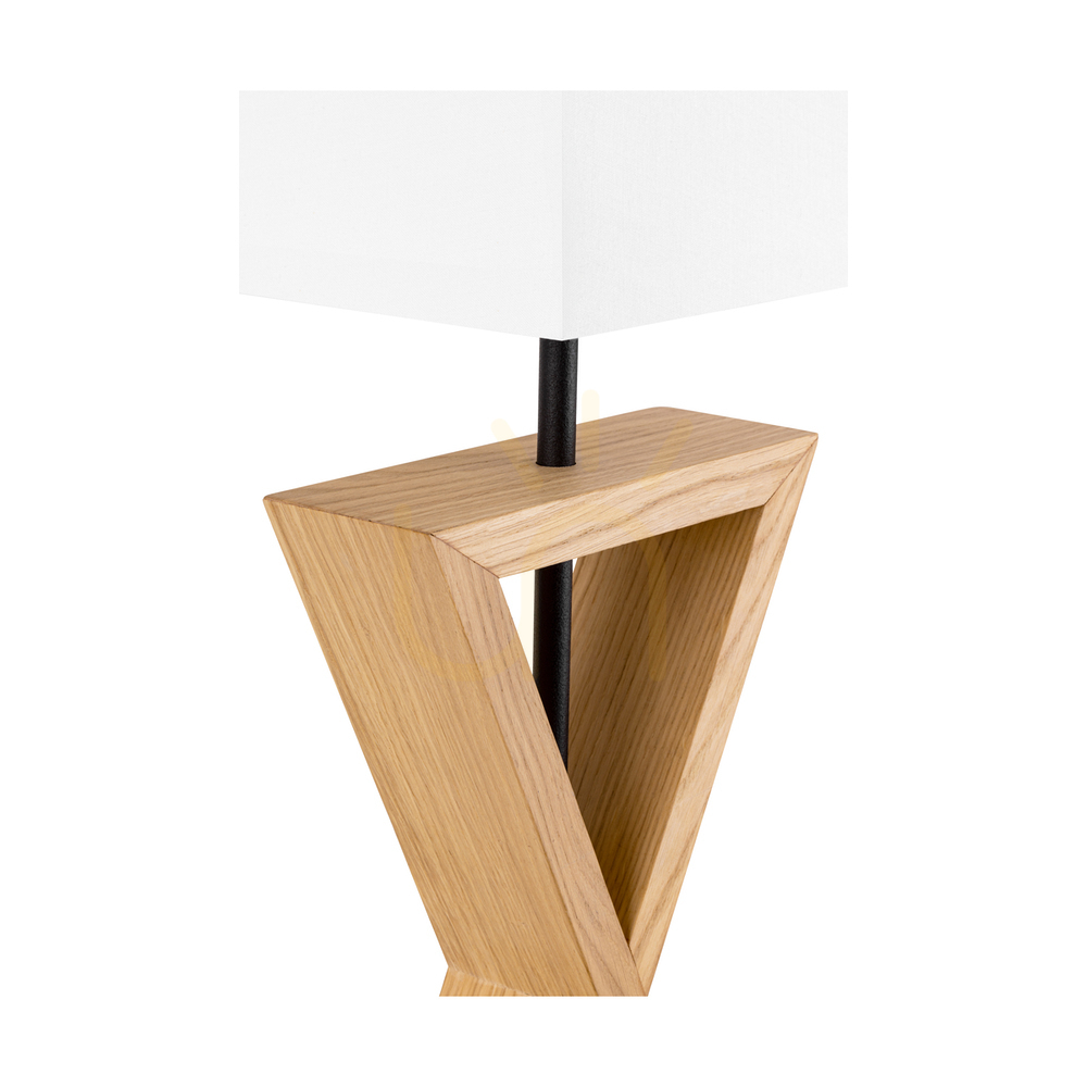 Afişa Lampa de masă Logan, stejar uleiat/negru, abajur alb, 1xE27, 30 cm Lampa de masă Logan, stejar uleiat/negru, abajur alb, 1xE27, 30 cm