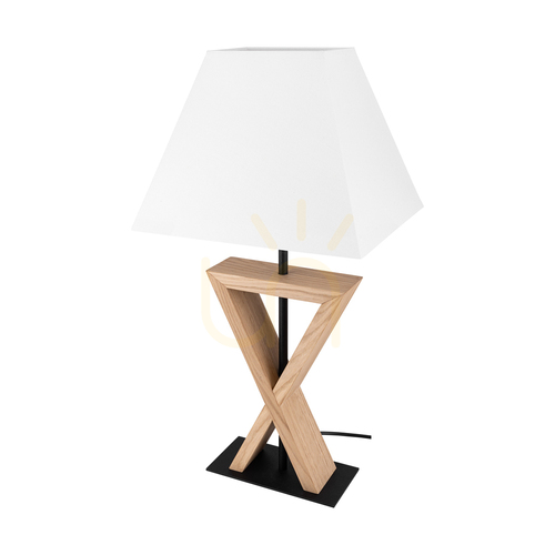 Verifica Lampa de masă Logan, stejar uleiat/negru, abajur alb, 1xE27, 30 cm
