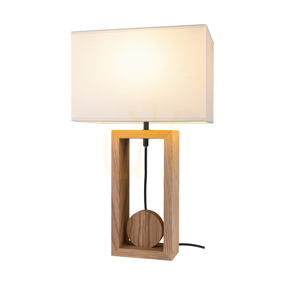 Vedere Lampa de masă Logan, stejar uleiat/negru, abajur alb, 1xE27, 30 cm Lampa de masă Logan, stejar uleiat/negru, abajur alb, 1xE27, 30 cm