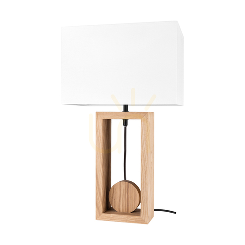 Verifica Lampa de masă Logan, stejar uleiat/negru, abajur alb, 1xE27, 30 cm