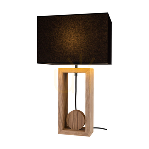 Lampa de masă Logan, stejar uleiat/negru, abajur negru, 1xE27, 30 cm small 1