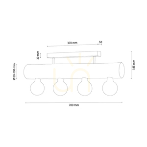 Lampă de tavan Core, maro/negru, 4xE27, 70 cm small 2