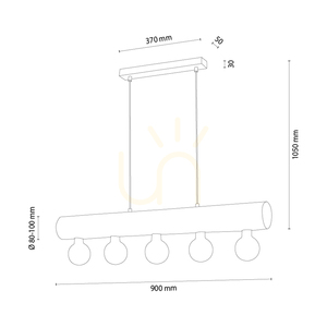 Lampă suspendată Core, nuc/negru, 5xE27, 90 cm 1 Lampă suspendată Core, nuc/negru, 5xE27, 90 cm small 1