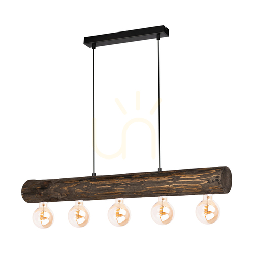 Verifica Lampă suspendată Core, nuc/negru, 5xE27, 90 cm