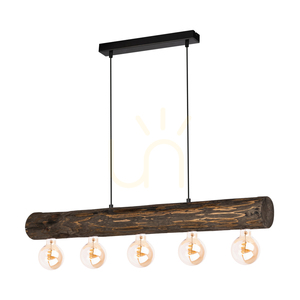 Lampă suspendată Core, nuc/negru, 5xE27, 90 cm 0 Lampă suspendată Core, nuc/negru, 5xE27, 90 cm small 0
