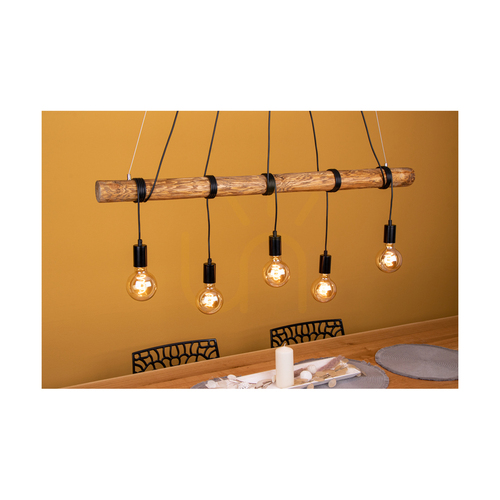 Verifica Lampă suspendată Brinova Hikari din pin, maro/negru, 5×E27, 115 cm