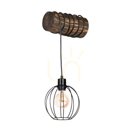 Verifica Aplică de perete Lumo, nuc/negru, 1xE27, 27 cm