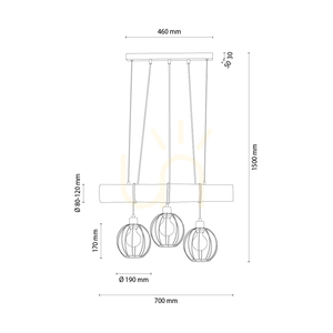 Lampa suspendată Lumo, nuc/negru, 3xE27, 70 cm small 1