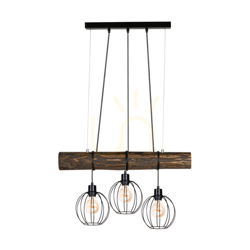 Verifica Lampa suspendată Lumo, nuc/negru, 3xE27, 70 cm