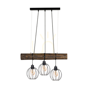 Lampa suspendată Lumo, nuc/negru, 3xE27, 70 cm small 0