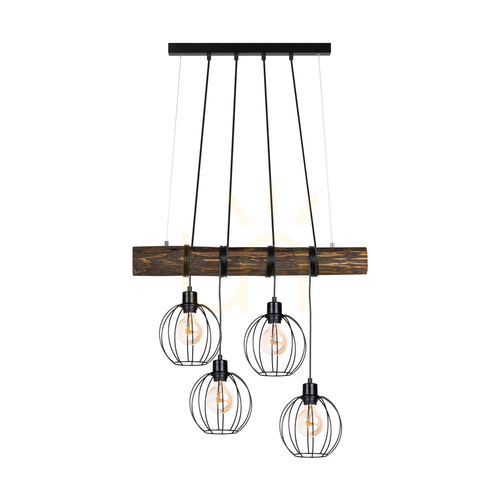 Verifica Lampa suspendată Lumo, nuc/negru, 4xE27, 90 cm