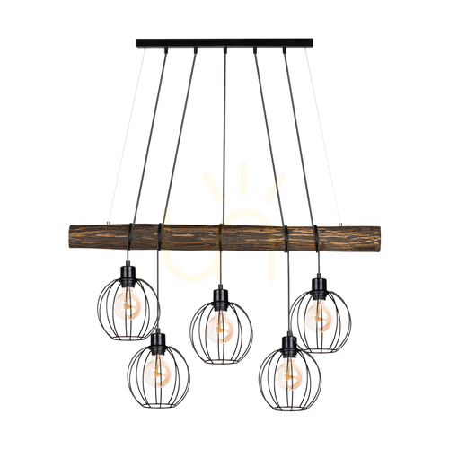 Verifica Lampa suspendată Lumo, nuc/negru, 5xE27, 115 cm