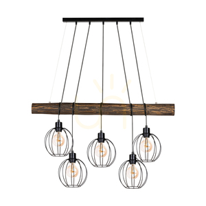 Lampa suspendată Lumo, nuc/negru, 5xE27, 115 cm small 0