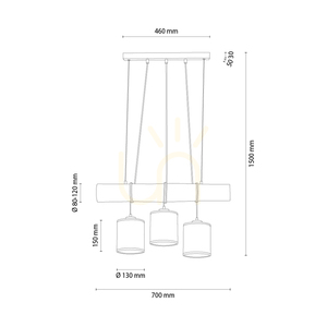 Lampa suspendată Treno, maro/negru, abajur bej, 3xE27, 70 cm small 2