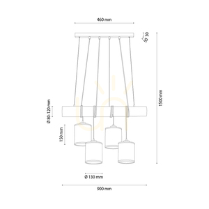 Lampa suspendată Treno, maro/negru, abajur bej, 4xE27, 90 cm small 1