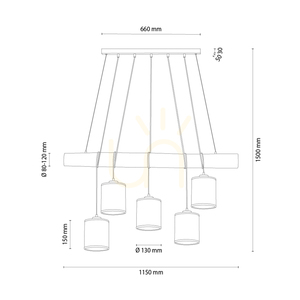 Lampa suspendată Treno, maro/negru, abajur bej, 5xE27, 115 cm small 1