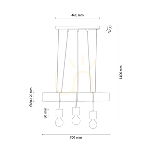 Lampă suspendată Skog, maro/negru, 3xE27, 70 cm small 1