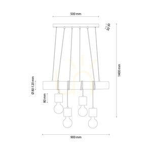 Lampa suspendată Skog, nuc/negru, 4xE27, 90 cm 1 Lampa suspendată Skog, nuc/negru, 4xE27, 90 cm small 1