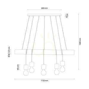 Lampa suspendată Skog, maro/negru, 5xE27, 115 cm small 1