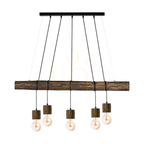 Verifica Lampa suspendată Skog, nuc/negru, 5xE27, 115 cm