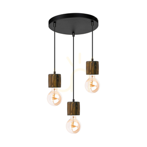 Lampa suspendată Skog, nuc/negru, 3xE27, Ø30 cm small 0