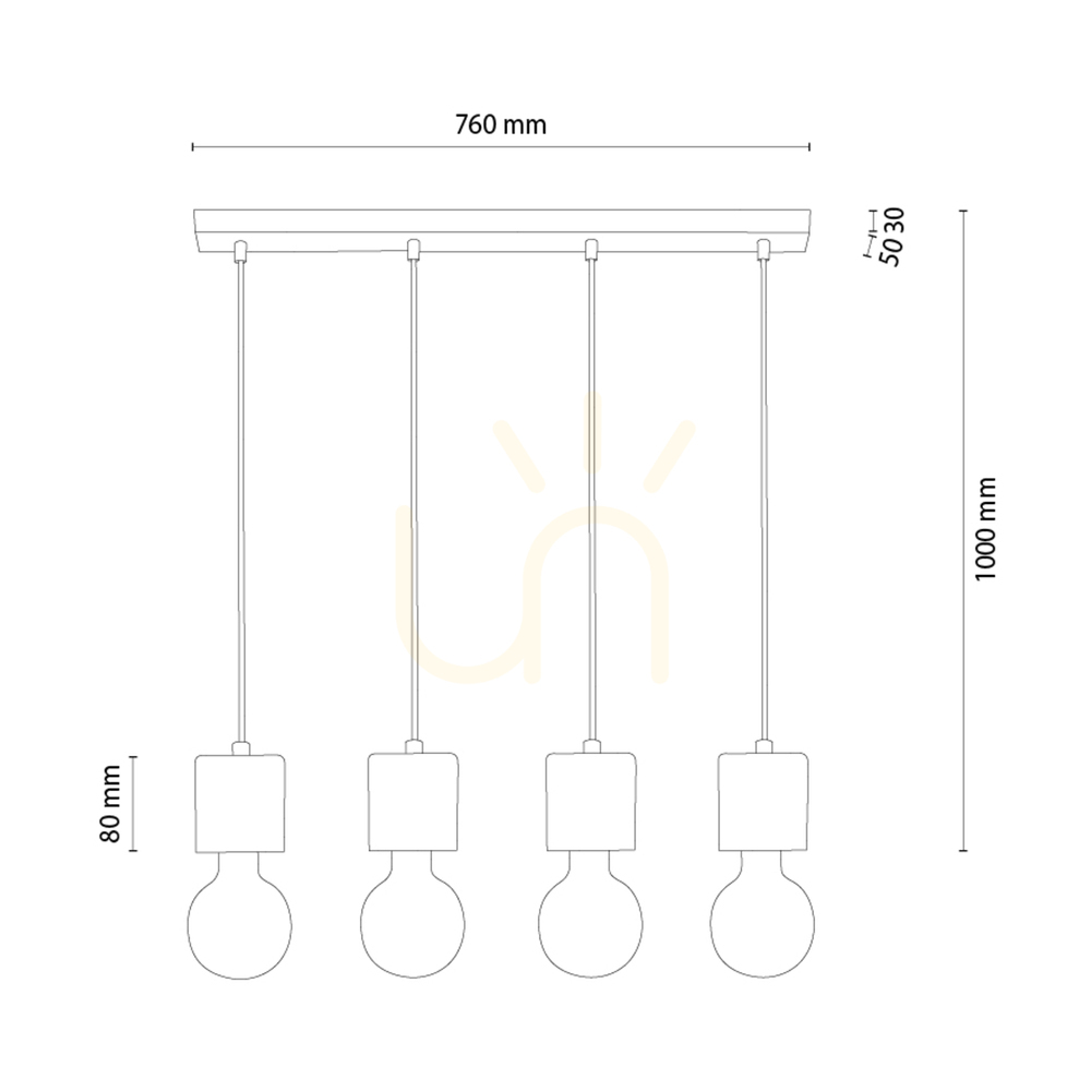 Vedere Lampa suspendată Skog, nuc/negru, 4xE27, 76 cm Lampa suspendată Skog, nuc/negru, 4xE27, 76 cm