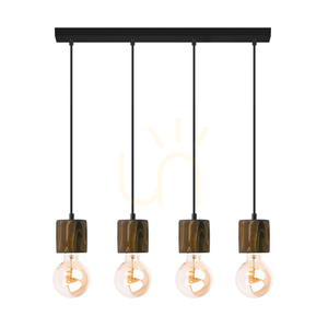 Lampa suspendată Skog, nuc/negru, 4xE27, 76 cm 0 Lampa suspendată Skog, nuc/negru, 4xE27, 76 cm small 0