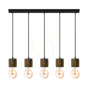 Lampa suspendată Skog, nuc/negru, 5xE27, 100 cm 0 Lampa suspendată Skog, nuc/negru, 5xE27, 100 cm small 0