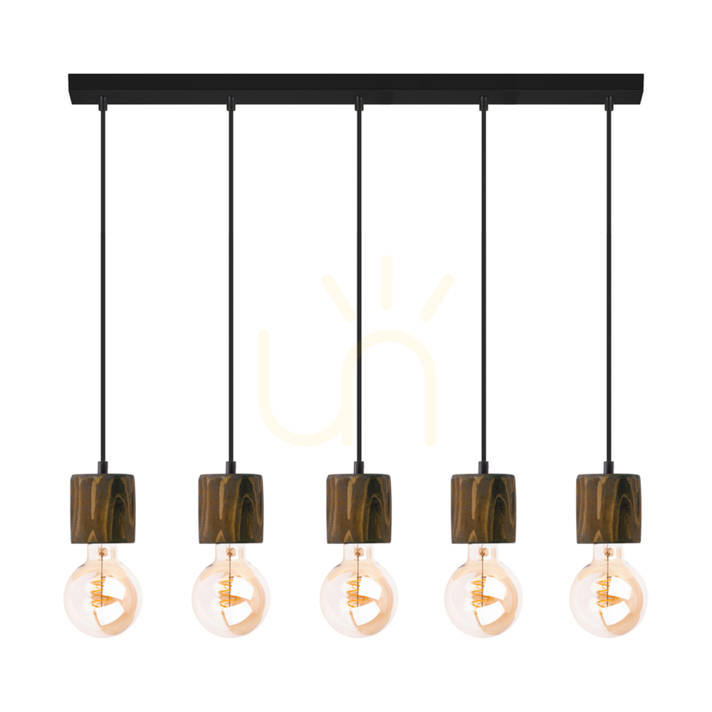 Verifica Lampa suspendată Skog, nuc/negru, 5xE27, 100 cm Lampa suspendată Skog, nuc/negru, 5xE27, 100 cm