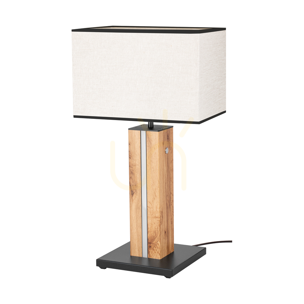 Verifica Lampa de masă Flamo, stejar/negru, abajur bej-negru, 1xE27 + 1xLED 4,6 W, 30 cm Lampa de masă Flamo, stejar/negru, abajur bej-negru, 1xE27 + 1xLED 4,6 W, 30 cm