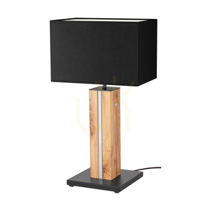Lampa de masă Flamo, stejar/negru, abajur negru, 1xE27 + 1xLED 4,6 W, 30 cm small 0