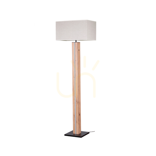 Verifica Lampa de podea Flamo, stejar/negru, abajur bej, 1xE27 + 1xLED 16 W, 45 cm