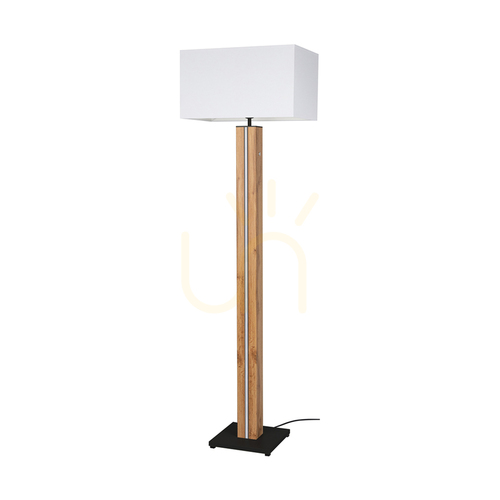 Verifica Lampa de podea Flamo, stejar/negru, abajur alb, 1xE27 + 1x16 W LED, 45 cm