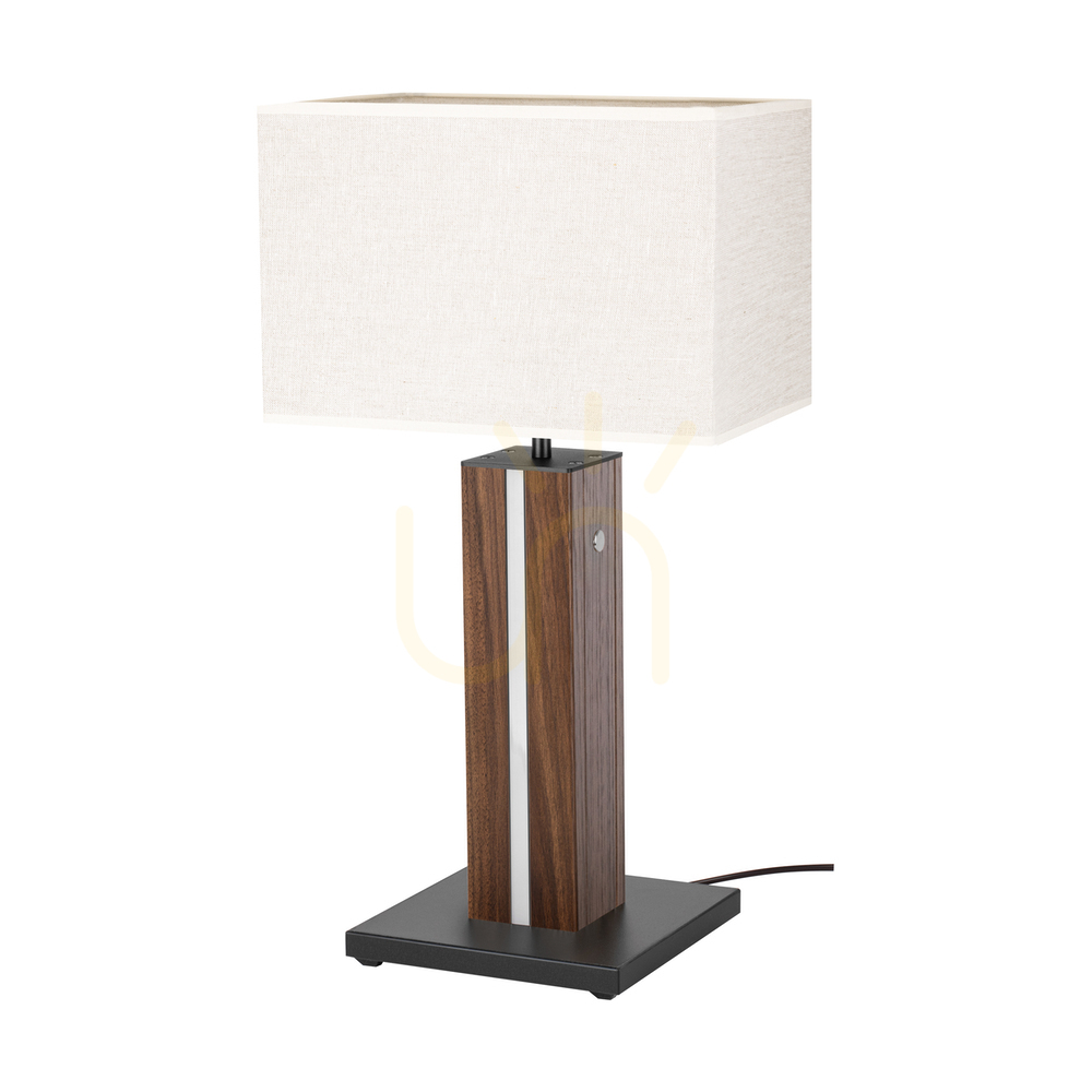 Verifica Lampa de masă Flamo, nuc/negru, abajur bej, 1xE27 + 1xLED 4,6 W, 30 cm Lampa de masă Flamo, nuc/negru, abajur bej, 1xE27 + 1xLED 4,6 W, 30 cm