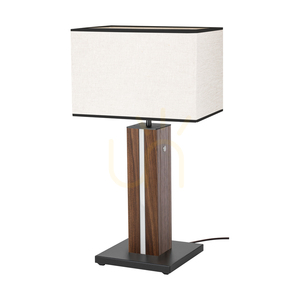 Lampa de masă Flamo, nuc/negru, abajur bej-negru, 1xE27 + 1xLED 4,6 W, 30 cm small 0