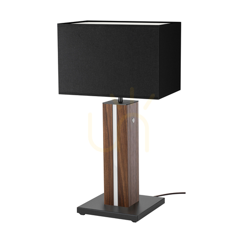 Verifica Lampa de masă Flamo, nuc/negru, abajur negru, 1xE27 + 1xLED 4,6 W, 30 cm