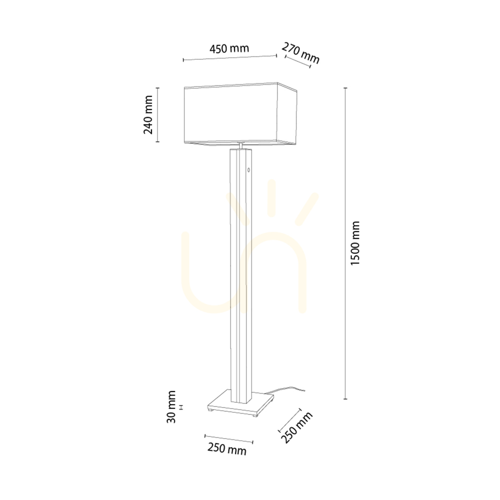 Vedere Lampa de podea Flamo, nuc/negru, abajur alb, 1xE27 + 1xLED 16 W, 45 cm Lampa de podea Flamo, nuc/negru, abajur alb, 1xE27 + 1xLED 16 W, 45 cm