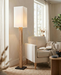 Lampa de podea Nomma, stejar/negru, abajur alb, 1xE27, 30 cm small 1