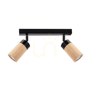 Lampa de tavan Artemis, stejar uleiat/negru, 2xGU10, 6 W, 37 cm small 0