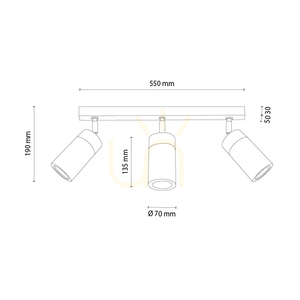 Lampa de tavan Artemis, stejar uleiat/negru, 3xGU10, 6 W, 52 cm small 2
