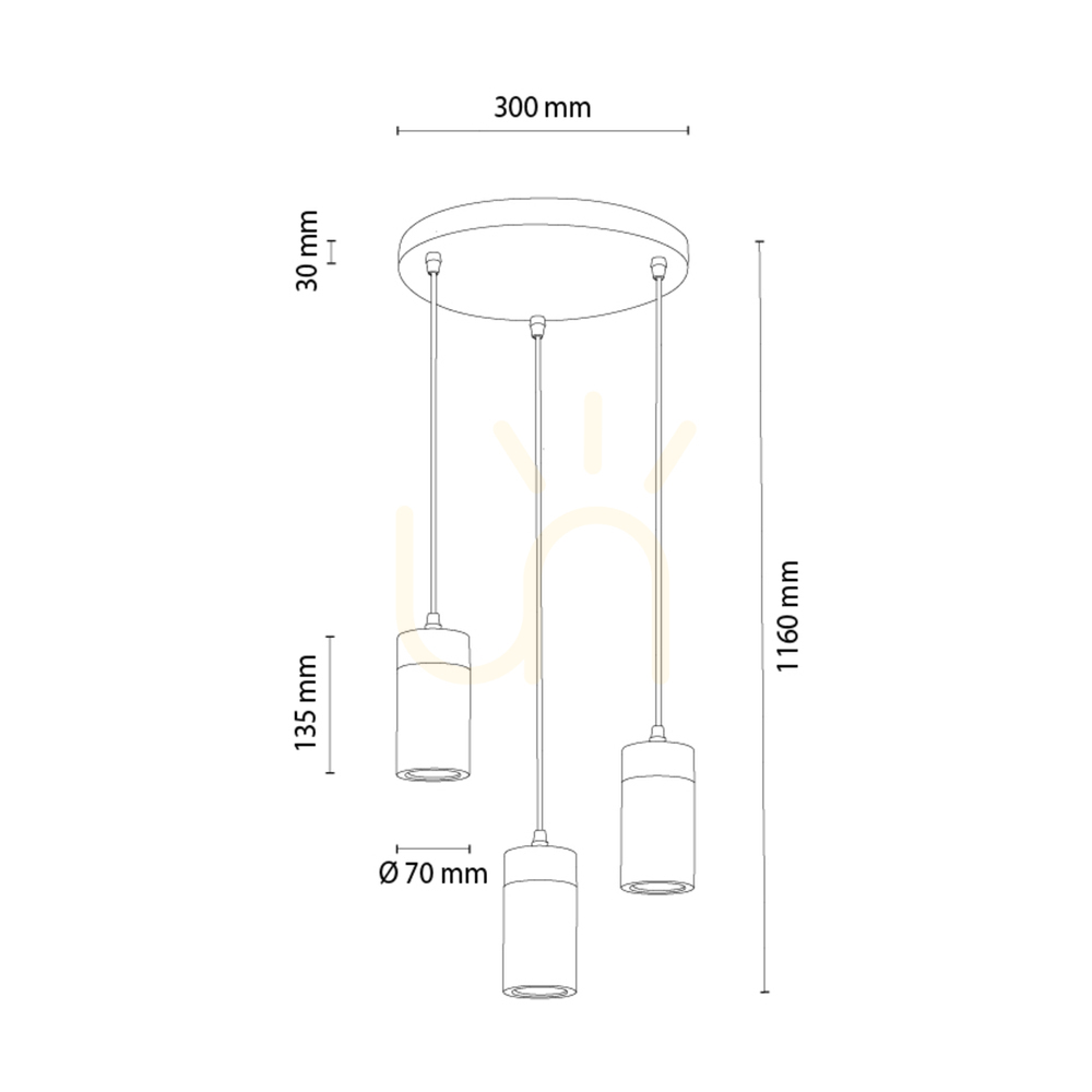 Vedere Lampa suspendată Artemis, stejar uleiat/negru, 3xGU10, 6 W, Ø30 cm Lampa suspendată Artemis, stejar uleiat/negru, 3xGU10, 6 W, Ø30 cm