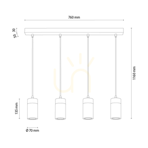 Lampa suspendată Artemis, stejar uleiat/negru, 4xGU10, 6 W, 75 cm small 1