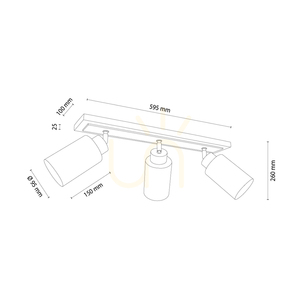 Lampa de tavan Bella, stejar uleiat/alb, 3xE27, 74 cm small 1