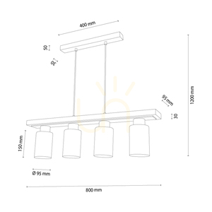 Lampa suspendată Bella, stejar uleiat/negru, 4xE27, 80 cm 2 Lampa suspendată Bella, stejar uleiat/negru, 4xE27, 80 cm small 2