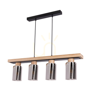 Lampa suspendată Bella, stejar uleiat/negru, 4xE27, 80 cm 0 Lampa suspendată Bella, stejar uleiat/negru, 4xE27, 80 cm small 0