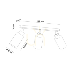 Lampa de tavan Selva, stejar uleiat, 3xE27, 52 cm small 1