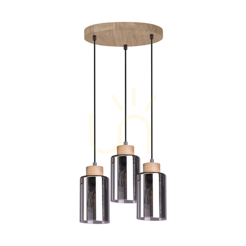Verifica Lampa suspendată Selva, stejar uleiat, 3xE27, Ø30 cm